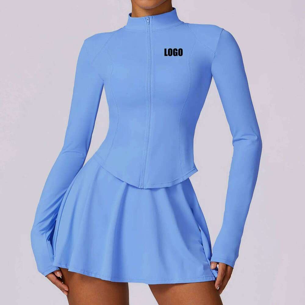 Custom summer UV sun protection jacket quick drying ice silk running cycling yoga short skirt sports two-piece