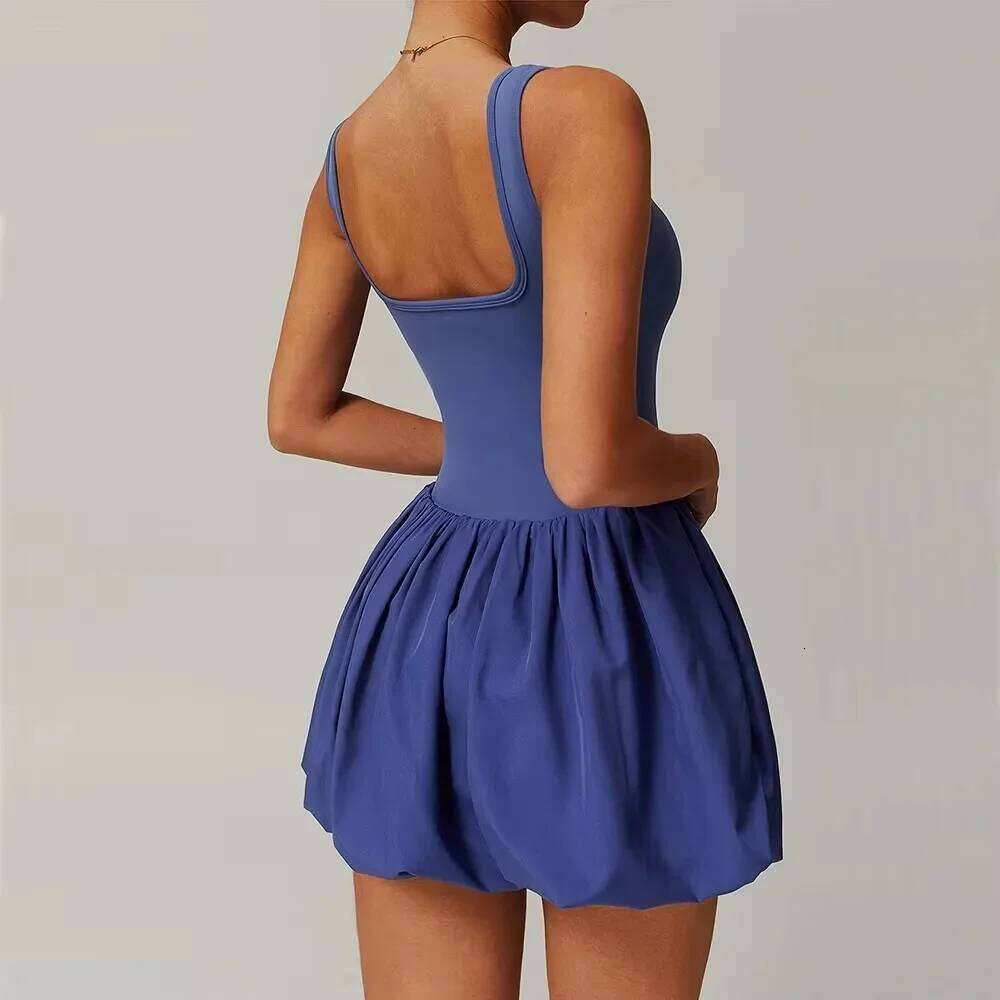 Hot Sale Sleeveless Sports Dress Short with Underpants Fiess Tennis Skirt Anti-exposure Nude Yoga Set Running