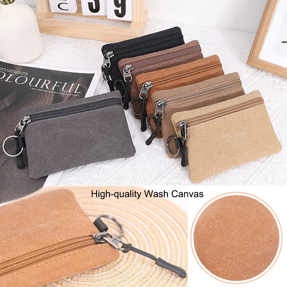 Wash Canvas Mini Coin Wallet Bag Black Zipper Key Bag Money Pocket Purse Women Men Small Card Holder Change Coin Purses 6 Color R250624