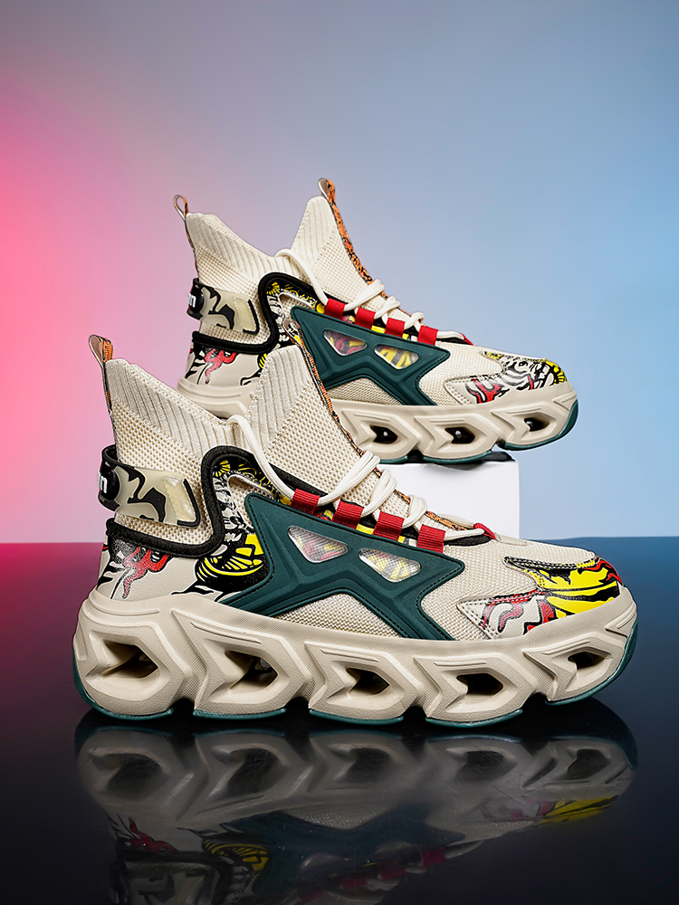 2427-New Tank Sole Sports Men's Running Shoes Fly Woven Mesh Breathable Men's Basketball Sneakers Anti-Slip Running Shoes Breathable Walking