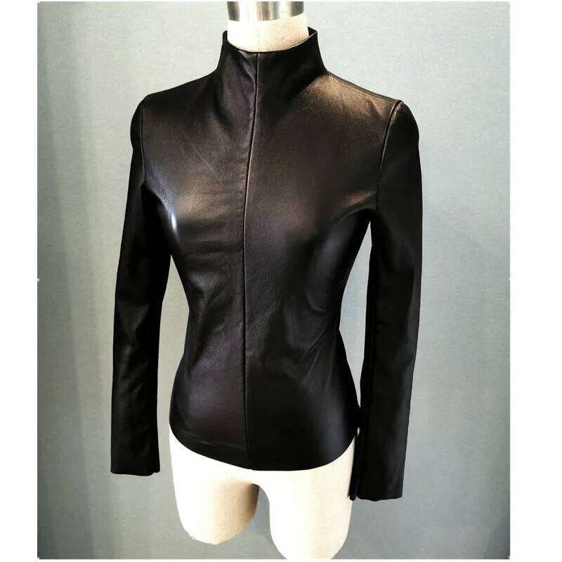 Women's Elastic Sheepskin Jacket, Genuine Leather Tops, Tight, Stretch, Spring, Autumn, Winter, Slim, New