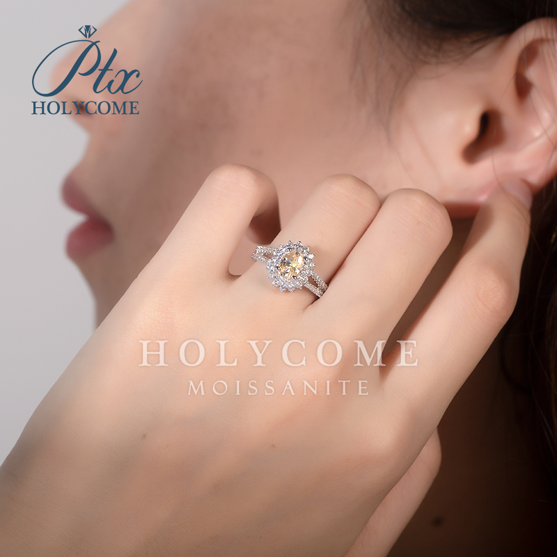 High Quality Fine Wholesale Jewelry Wedding Ring 1ct Champagne Moissanite More Style Fashion Jewelry Engagement Wedding Ring for Women