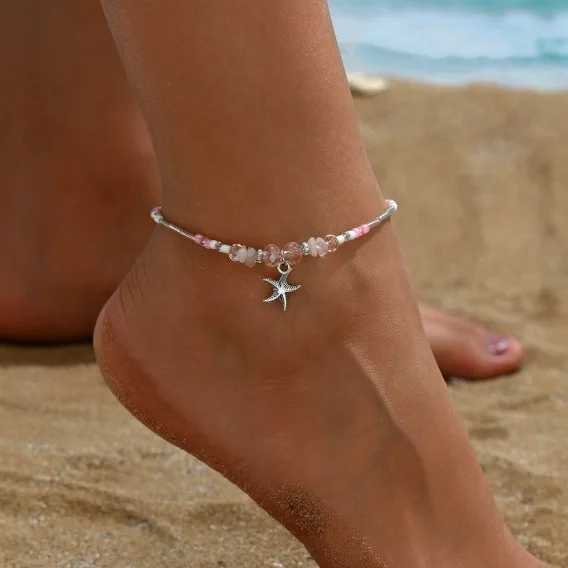 Beach Bead Anklet for Women Jewelry Retro Fashion Beads Stone Pendant Ankle Chain U250624
