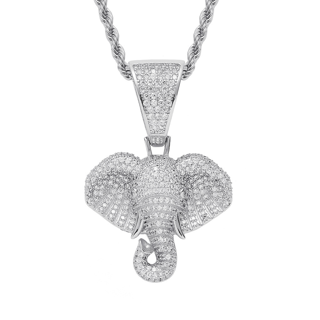 New Elephant Head Hip Hop Pendant 18K Gold Iced Out Animal Unique Street Moissanite Jewelry Pass the diamond tester