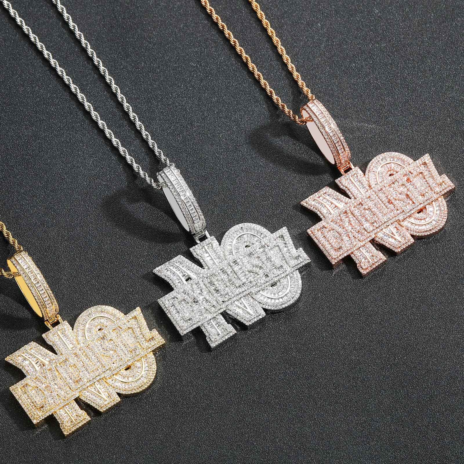Luxury Moissanite Pendant Letter Iced Out Hip Hop Chain Trendy Swag Unisex Accessory Pass the diamond tester