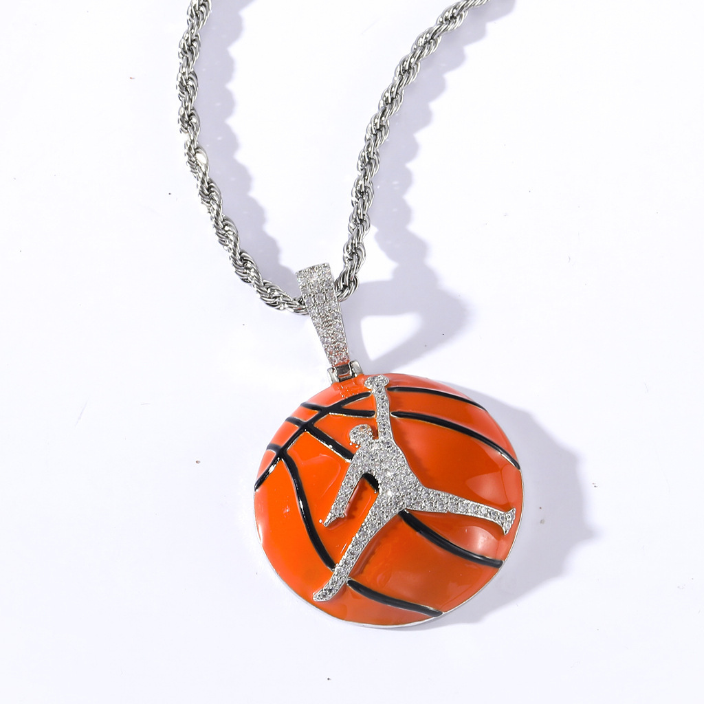New Hip Hop Basketball Pendant Iced Out Diamond Streetwear Moissanite Unisex Hip Hop Jewelry Pass the diamond tester