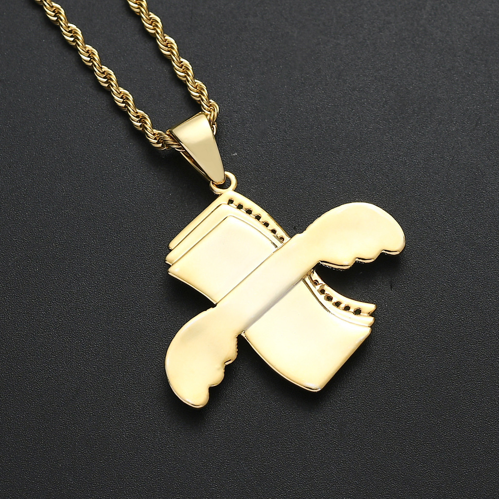 Luxury Moissanite Wing Dollar Pendant Hip Hop Style Iced Out Street Punk Necklace Jewelry Pass the diamond tester