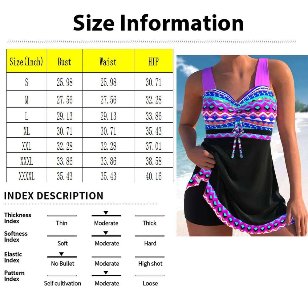 Split Swimwear Halter Lace Up Gathered Floral Printed Tankinis Women Drawstring Chest Pad V Neck Conservative Swimsuits