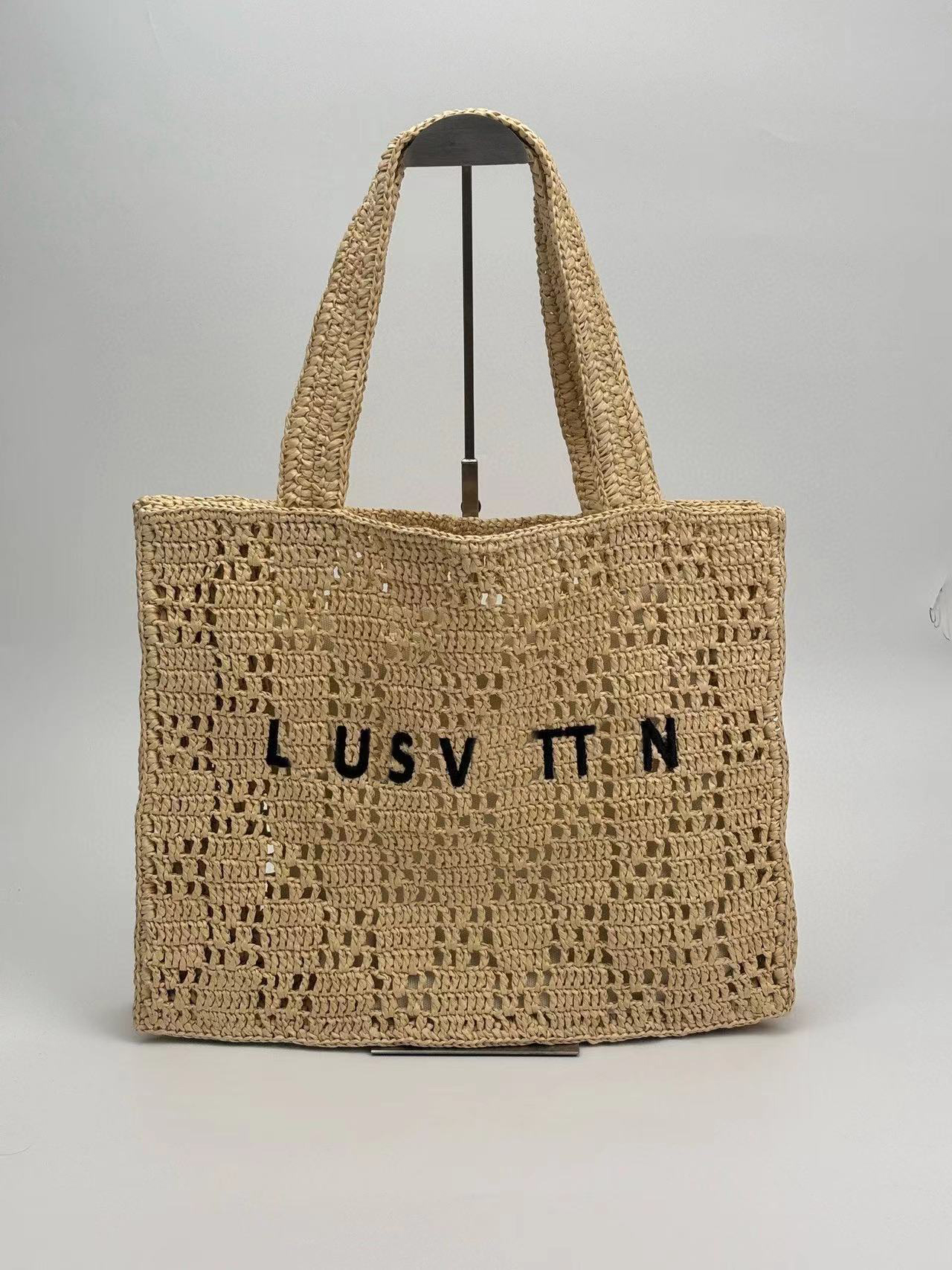 Korean version of the large-capacity square straw bag new Joker letters one-shoulder straw bag woven bag seaside holiday beach bag
