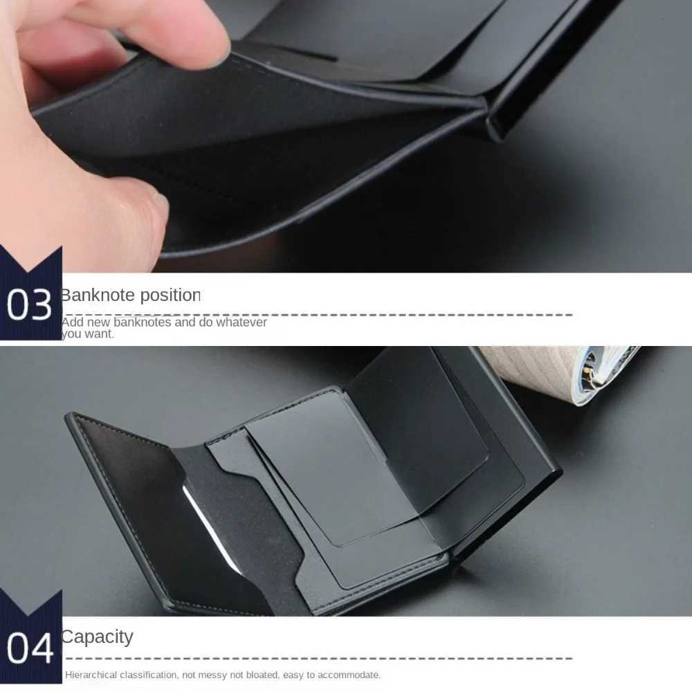 Business RFID Male Short Wallet PU Leather Simple Automatic Card Holder Solid Color Casual Aluminum Mens Wallet XJ250624