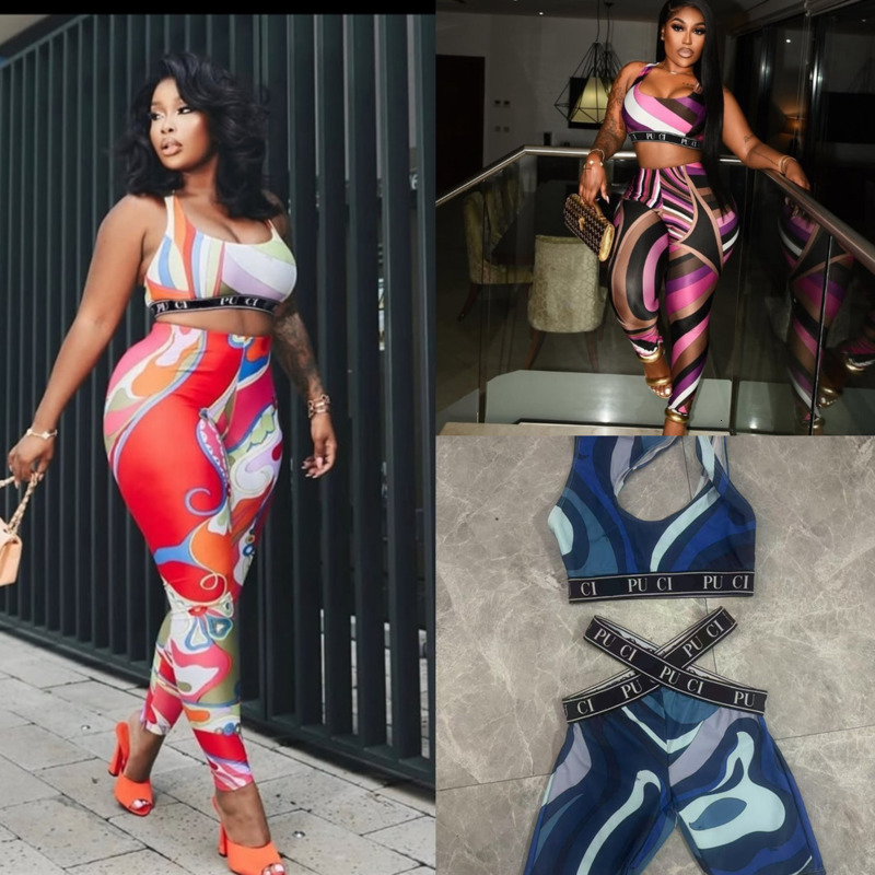 2025 Summer Designer Womens Tracksuits Yoga Suit Sports Two Piece Set Crop Top Tank And Pants Outfits