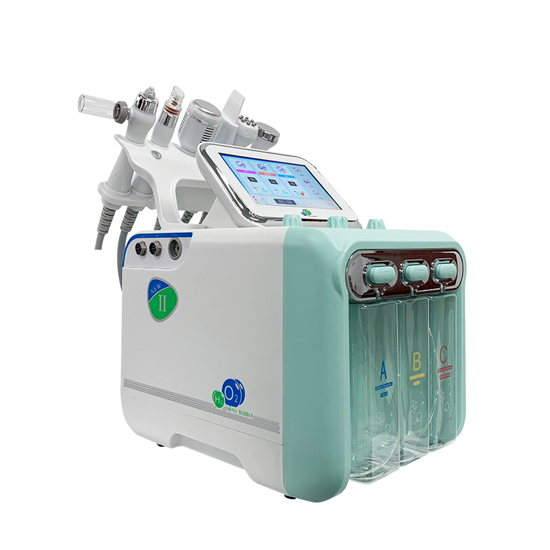 New Upgrade 6 in 1 Small Bubble Skin Care Tools Ultrasonic RF Hydra Deep Facial Pore Clean Facial Massage Machine