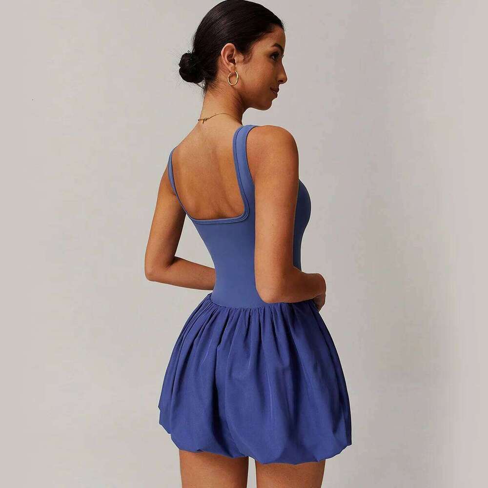 Women's Tennis One Piece Sleeveless Skirt Badminton Running Yoga Jumpsuit Sports Wear Anti-Light Walking Dress