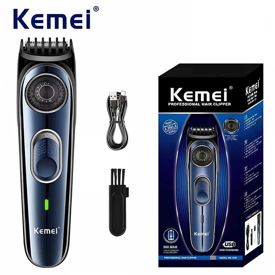 Kemei KM-1256 Electric Cordless Professional 1-10mm Hair Clipper Universal Serial Bus Rechargeable Haircut Waterproof Mens Barber XJ250624
