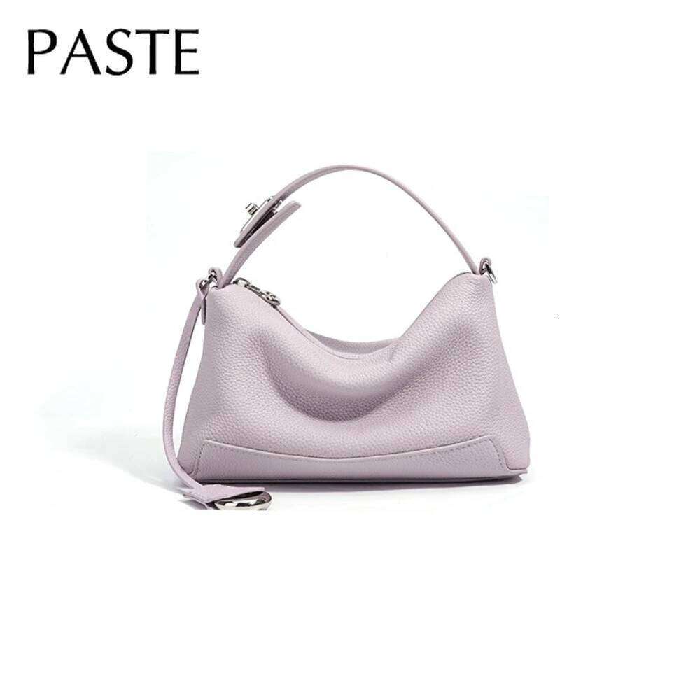 Luxury Designer bags Lavender Purple Color Lock Top-handle Handbag Designer Pillow Tote Soft All-match Genuine Cow Leather Women Shoulder Bag
