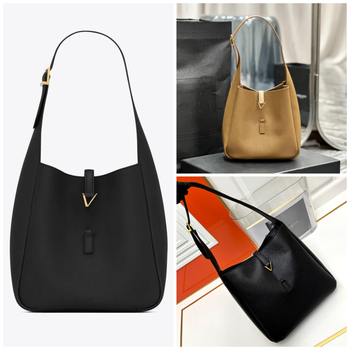 Ladies Luxury Underarm Bag Designer Handbag Hobo Bag Fashion Simple Leather Shoulder Bag Bucket Bag Gold Decorative Lock Clasp Commuter Portable Dual Purpose Bag