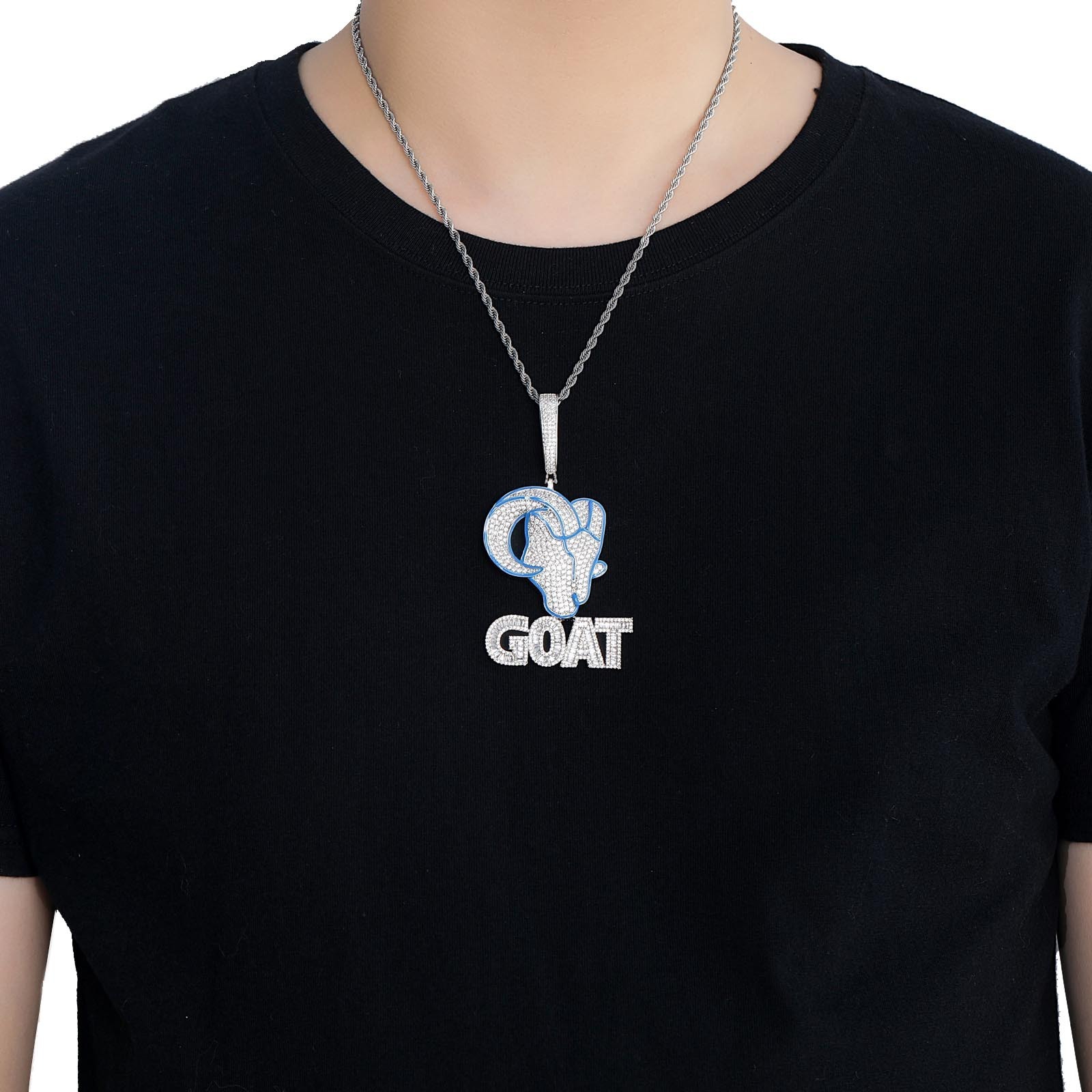 Luxury 3D Moissanite Goat Iced Out Bling GOAT Letter Trendy Animal Men's Hip Hop Statement Pendant Pass the diamond tester