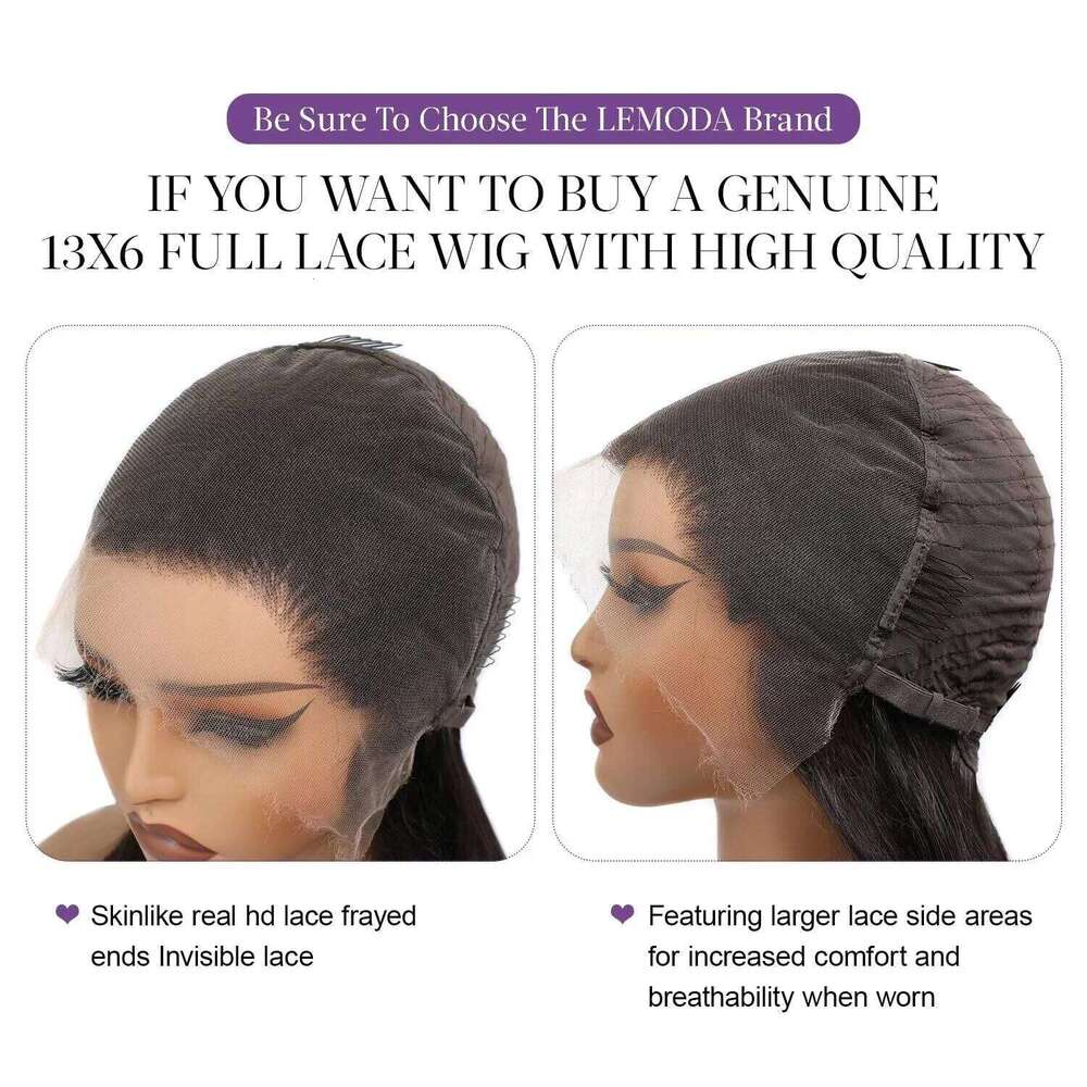 Lemoda 12A Water Wave Lace Virgin Human Hair Wigs 250 Density Skinlike Real HD 13x6 Full Frontal Wig For Women