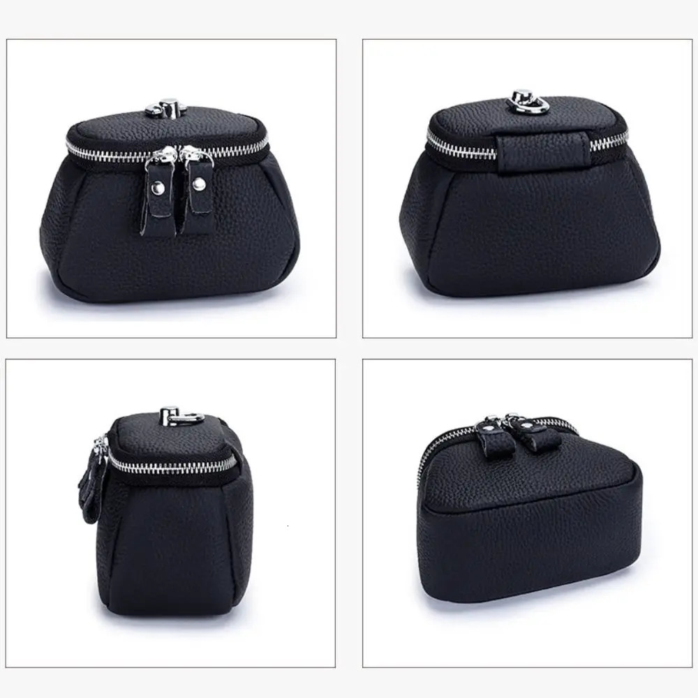 Compact Coin Purse Cowhide Genuine Leather Makeup Bag Hanging Neck Mini Handbag Women Men 250623