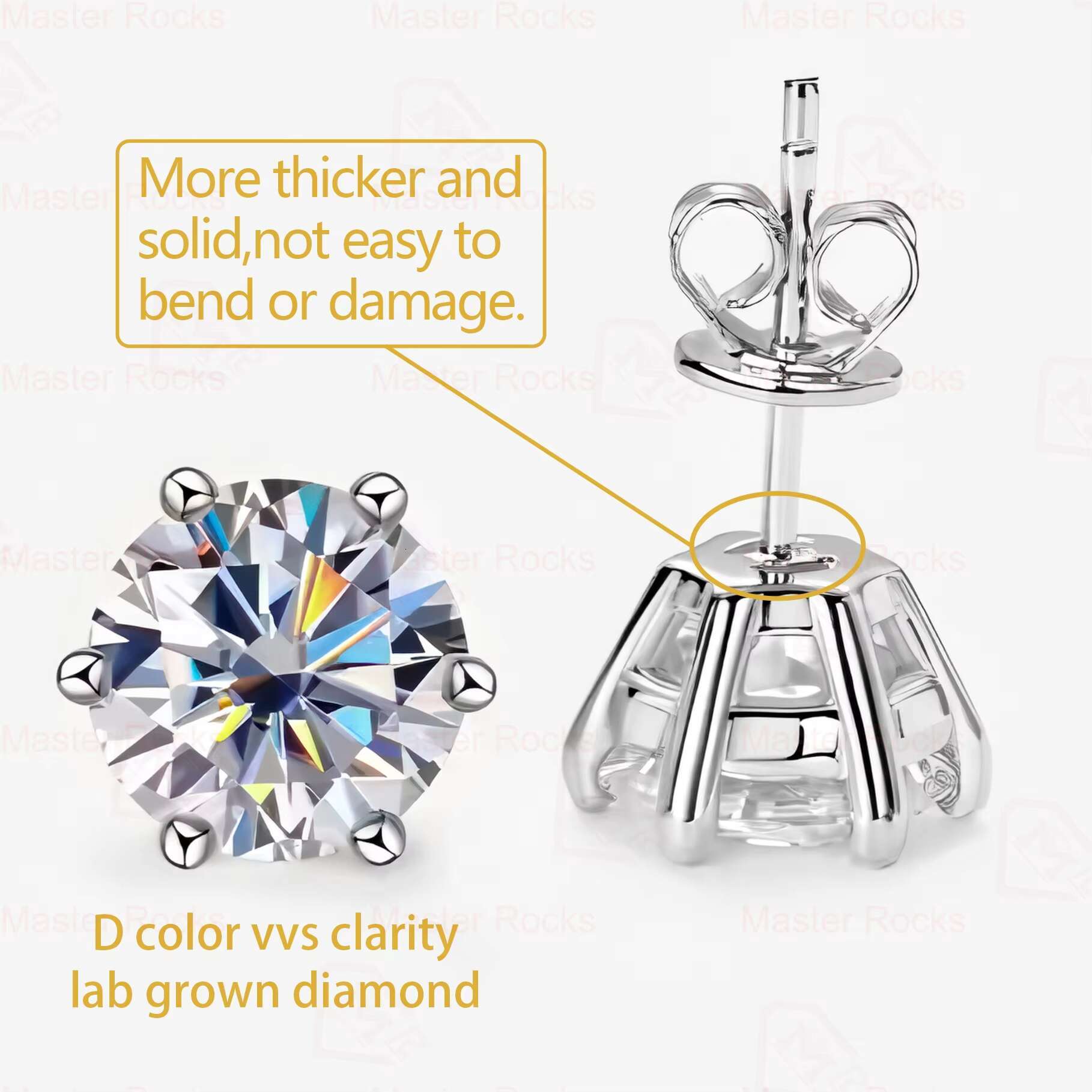 IGI Certified CVD Lab Diamond Earrings Round Brilliant Cut Fine Jewelry Silver 925 Lab Grown Diamond Earrings