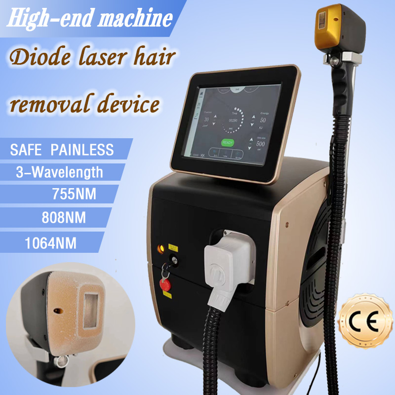 Super Energy Density Diode Laser 755 808 1064nm Multi Wavelengths Hair Removal Machine Cooling Head Painless Laser Epilator