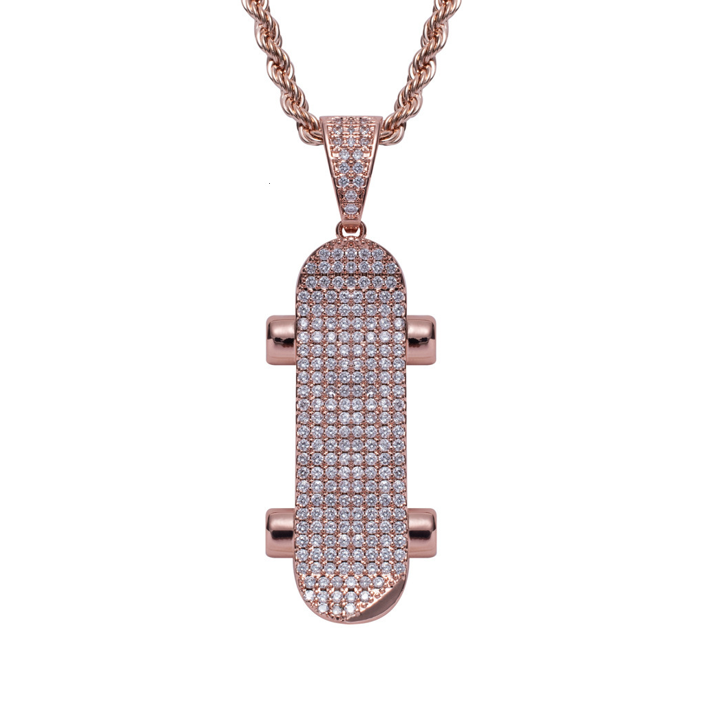 Luxury Moissanite Jewelry Hip Hop Skateboard Pendant Necklace Iced Out Unique Trendy Brand Cool Accessory Pass the diamond tester