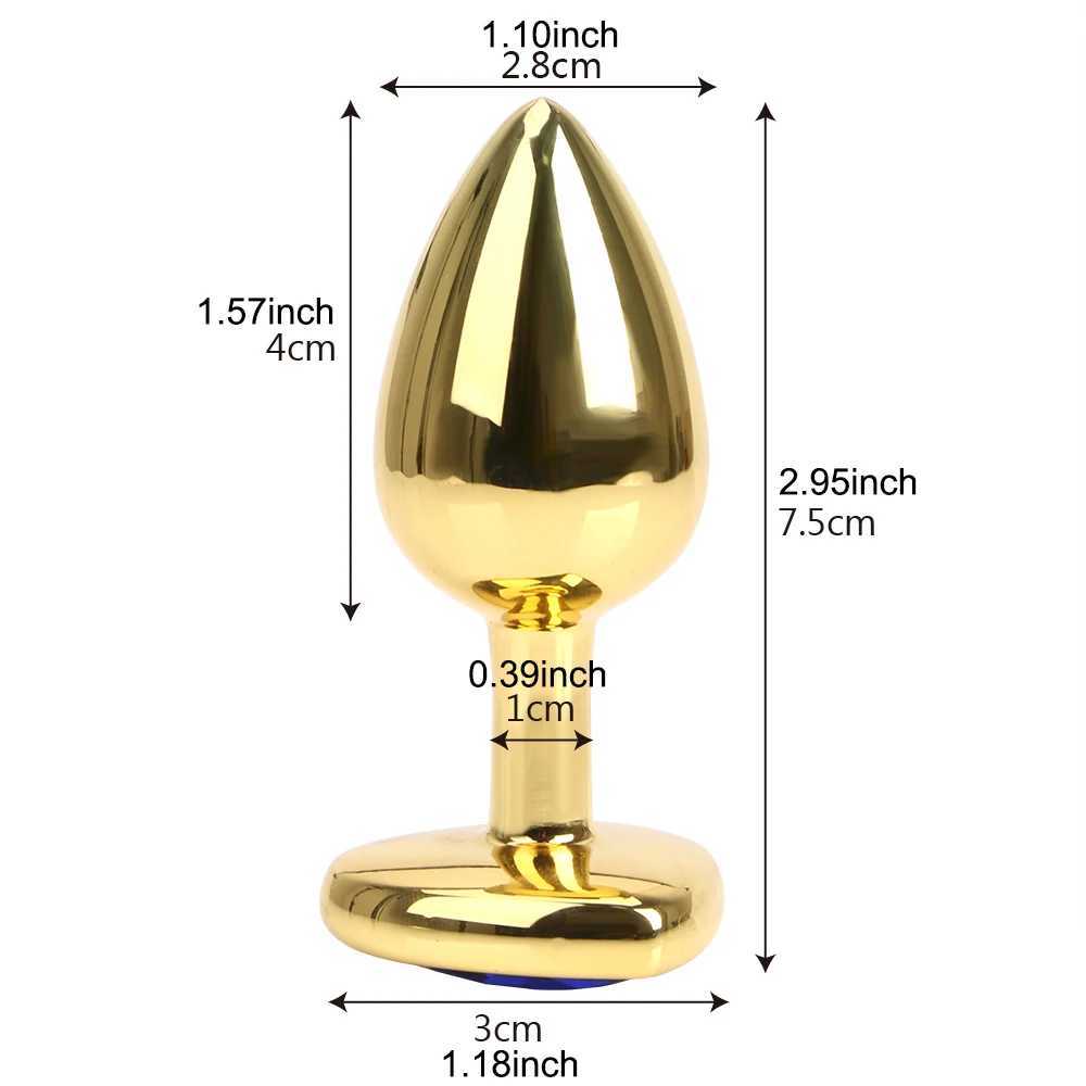 IKOKY Metal Jewelry Crystal Anal Plug Sex Toys For Women Men Gay Heart Shaped Butt Plug Female Masturbation Prostate Massager W250624