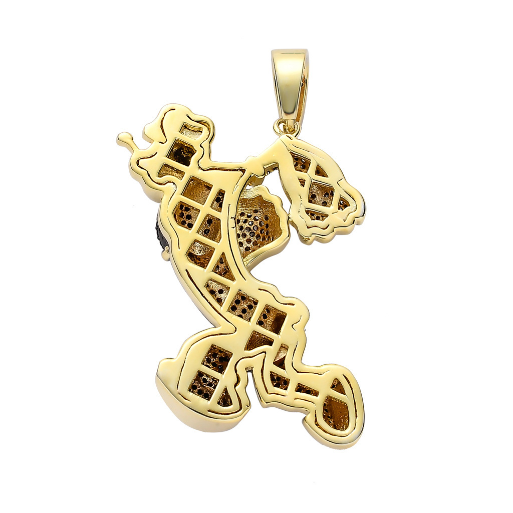 Men Necklace Popeye Pendant Iced Out Real Gold Plated Hip Hop Necklace Rap Moissanite Accessory Pass the diamond tester