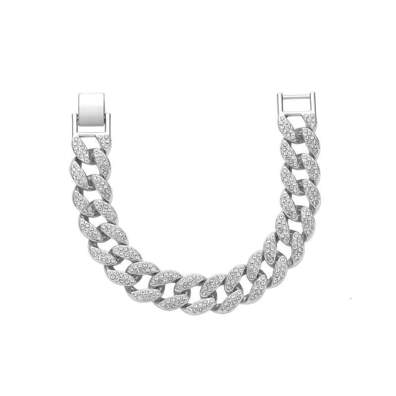 Hot Sale 18K Gold Plated Diamond Iced Out Miami Cuban Link Chain Bracelet HIP HOP Style for Wedding Gift Made of Zinc Alloy