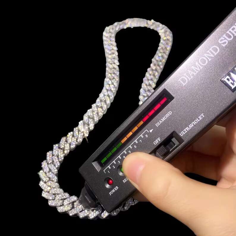 Hip Hop 10mm Cuban Link Chain 2 Row Necklace 925 Sterling Silver Iced Out Moissanite Cuban Chain