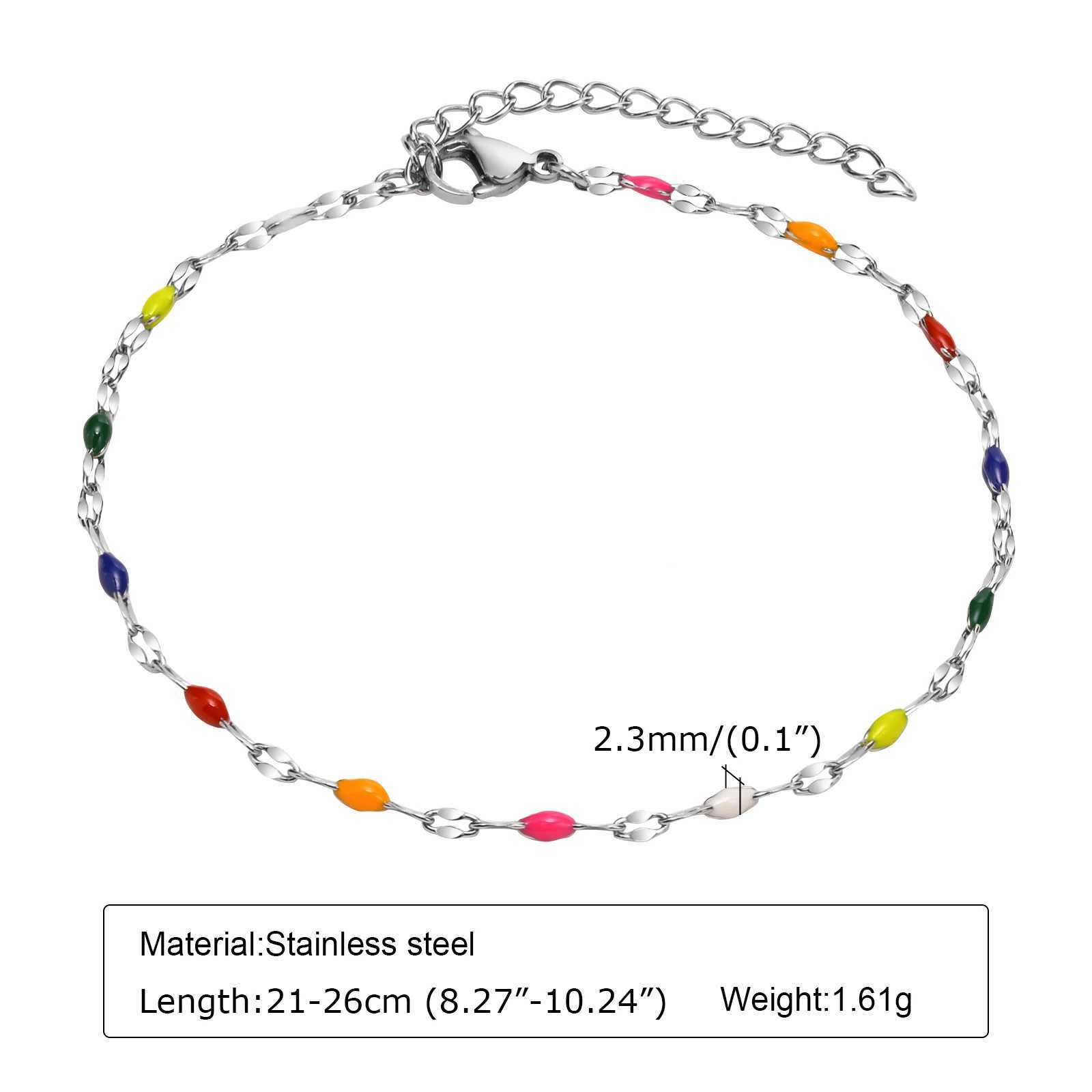 Summer Anklet Bracelet on Leg with Candy Beadedbohemian Lace Chain Anklet for Women Stainless Steel Beach Anklet U250624