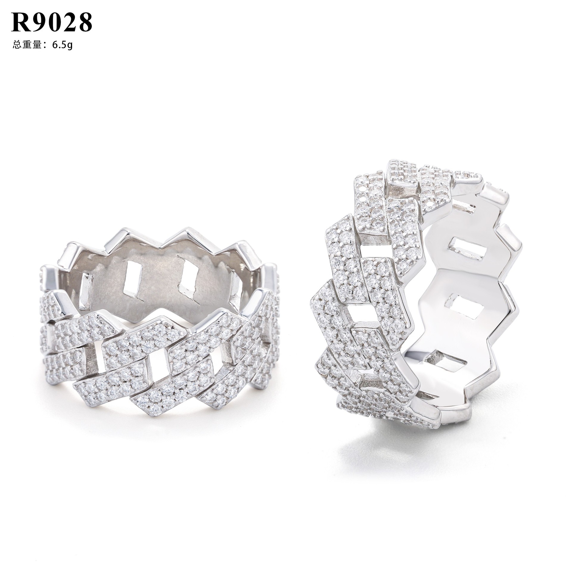New GRA Certificates 925 Silver Pass Diamond Tester Moissanite Diamond Iced Out Jewelry Hip Hop Ring Cuban Band Ring Men