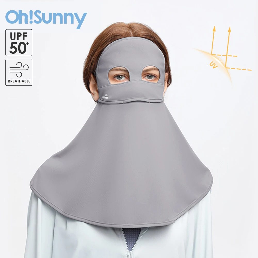 OhSunny Sun Protective Scarf for Woman Anti-UV UPF50 Face Neck Shoulder Integrated Facial Cover Summer Breathable Mask 250624