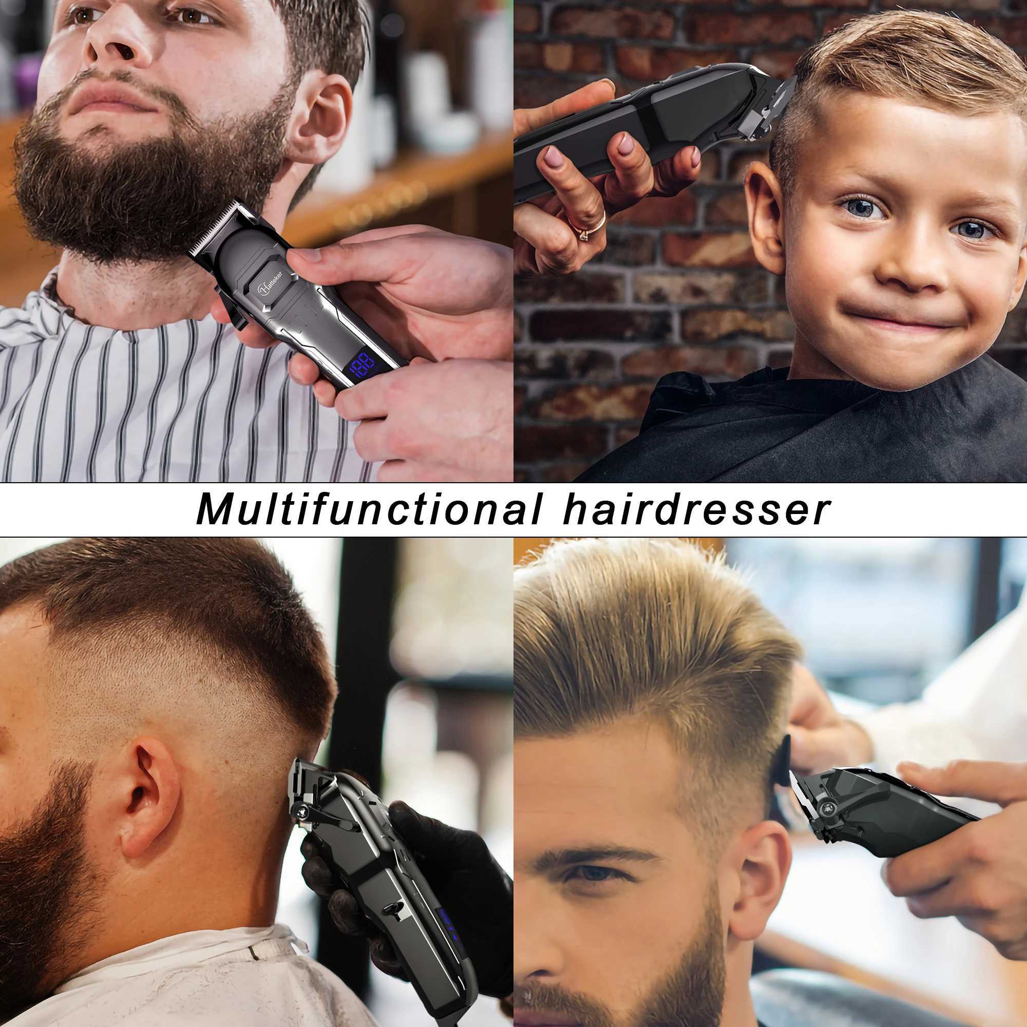 HATTEKER Electric Hair Clipper Professional Mens Hair Trimmer Barber USB Cordless Hair Machine Hairdressing Cape Set XJ250624