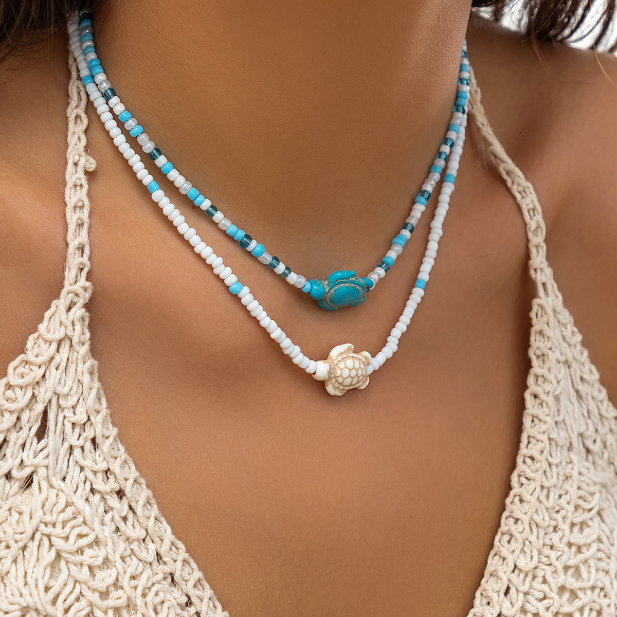 Ocean Style Accessories Rice Beads Beach Versatile Starfish Shell Necklace Women's Jewelry