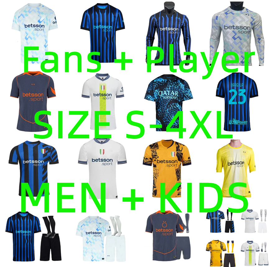 24 25 26 InTErs millan LAUTARO Milans soccer jersey 2025 2026 CALHANOGLU THURAM DIMARCO BARELLA ARNAUTOVIC ROSSI DUMFRIES football shirt men kids kit Player version
