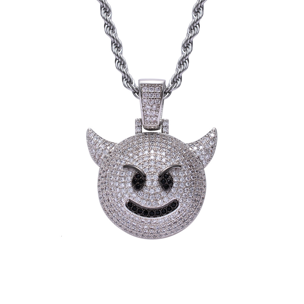 Luxury Moissanite Little Devil Emoji Iced Out Hip Hop Pendant Bling Necklace Swag Trendy Accessory Pass the diamond tester