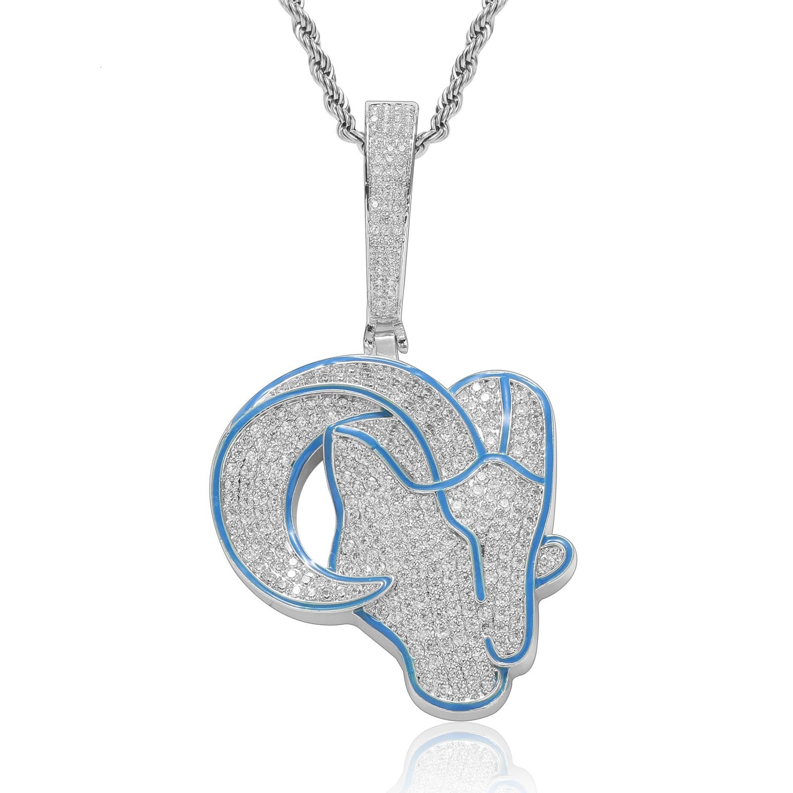 New Style Hip Hop Goat Pendant Ice Out Bling Trendy Men's Animal Necklace Labubu Accessory Pass the diamond tester