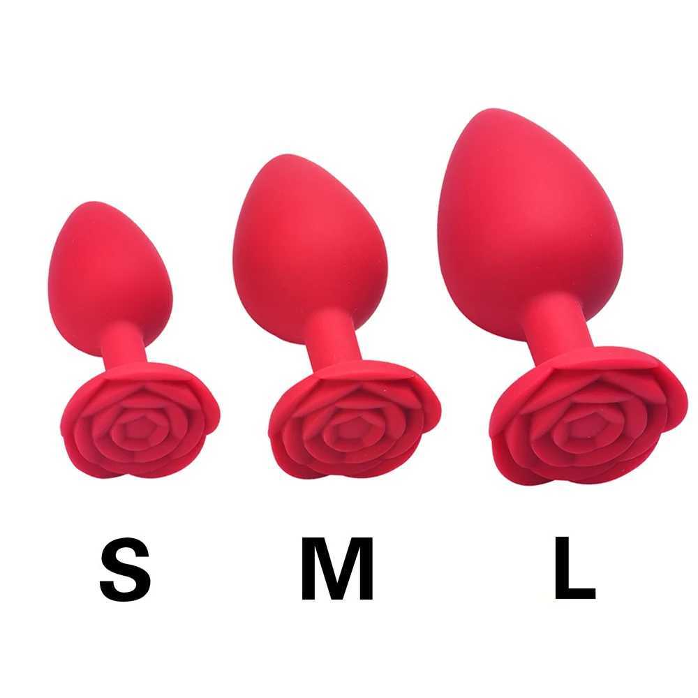 Rose Anal Plug 3 Size Silicone Butt Plugs Stimulator Anal Sex Toys Prostate Massager Anal Trainer Sex Toys for Men Women Couples W250624