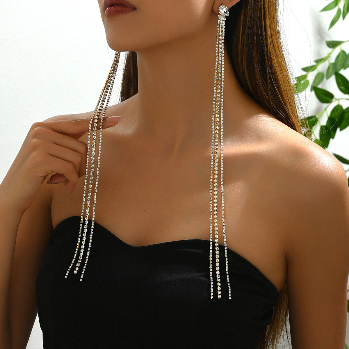 Minimalist Bowknot Design Personality Heart-Shaped Tassel Stud Long Earrings Ear Jewelry