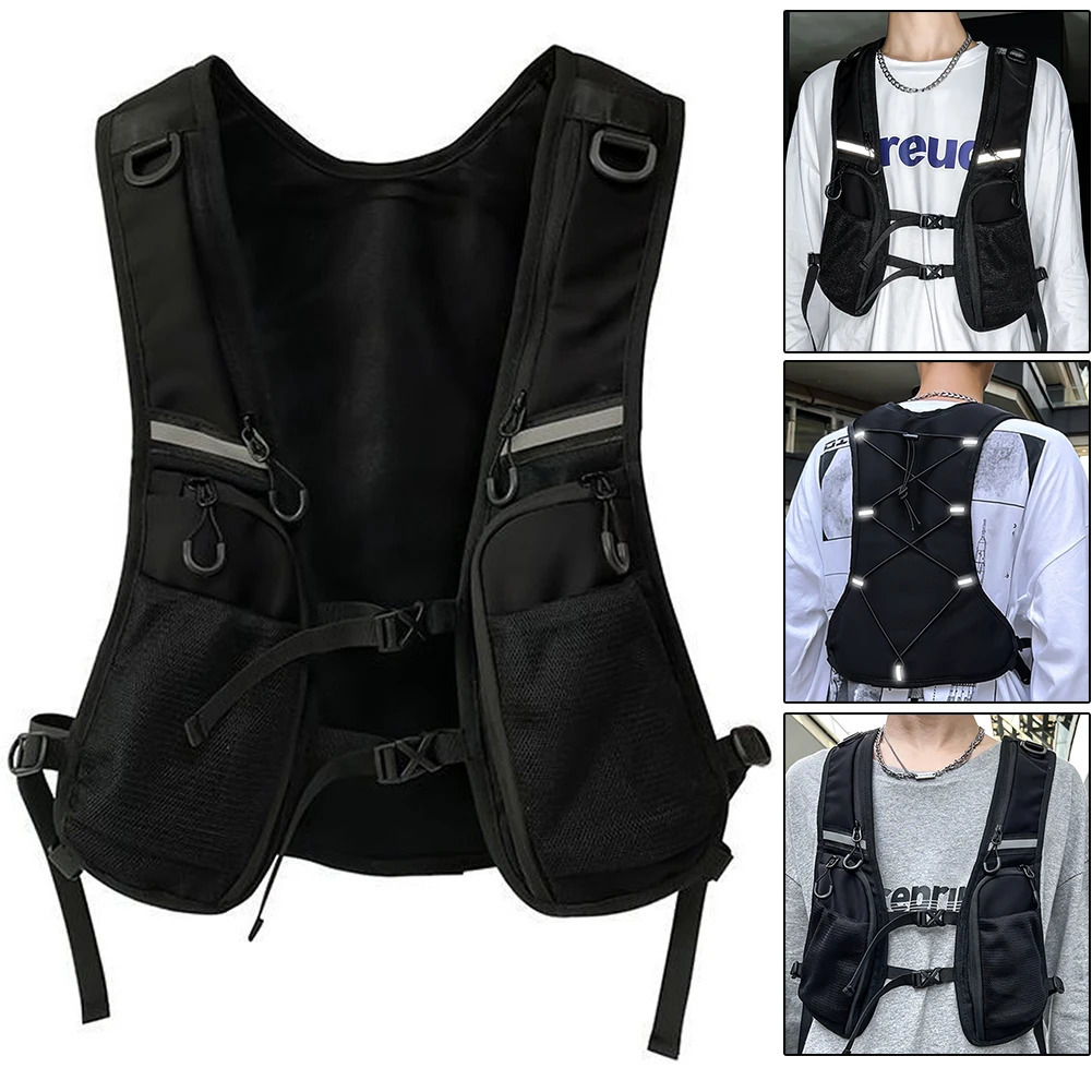 Functional Tactical Vest Chest Bag Lightweight Phone Holder with Pocket Extra Storage Fashion Waistcoat for Cycling Running 250617