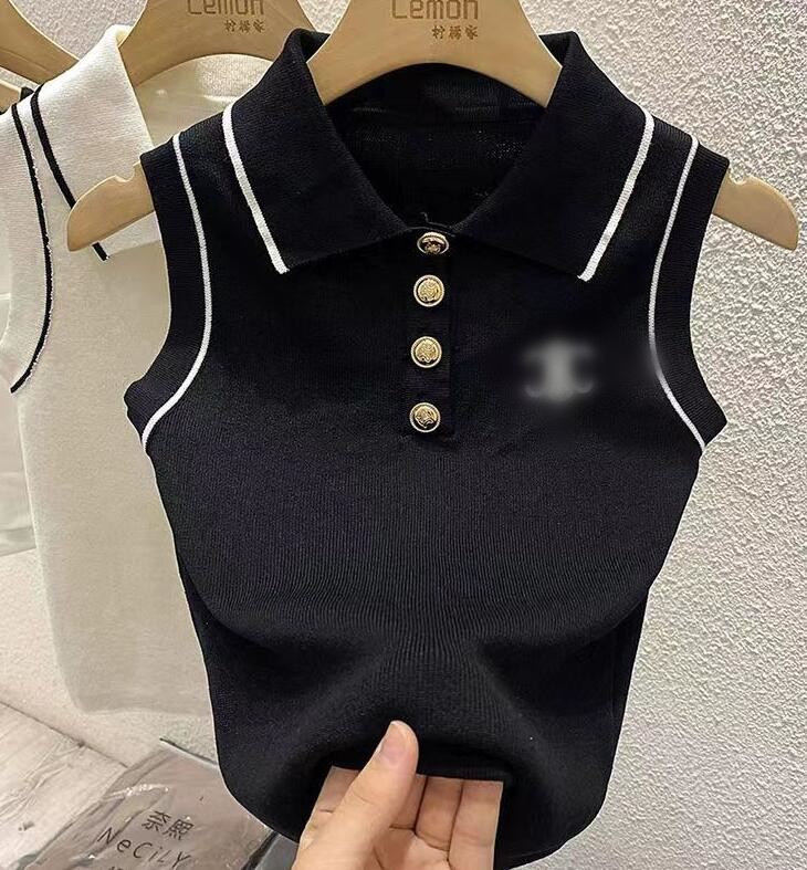 brand Women's knit vests woman designer vest sleeveless sweater slim fit casual polo collar tank top