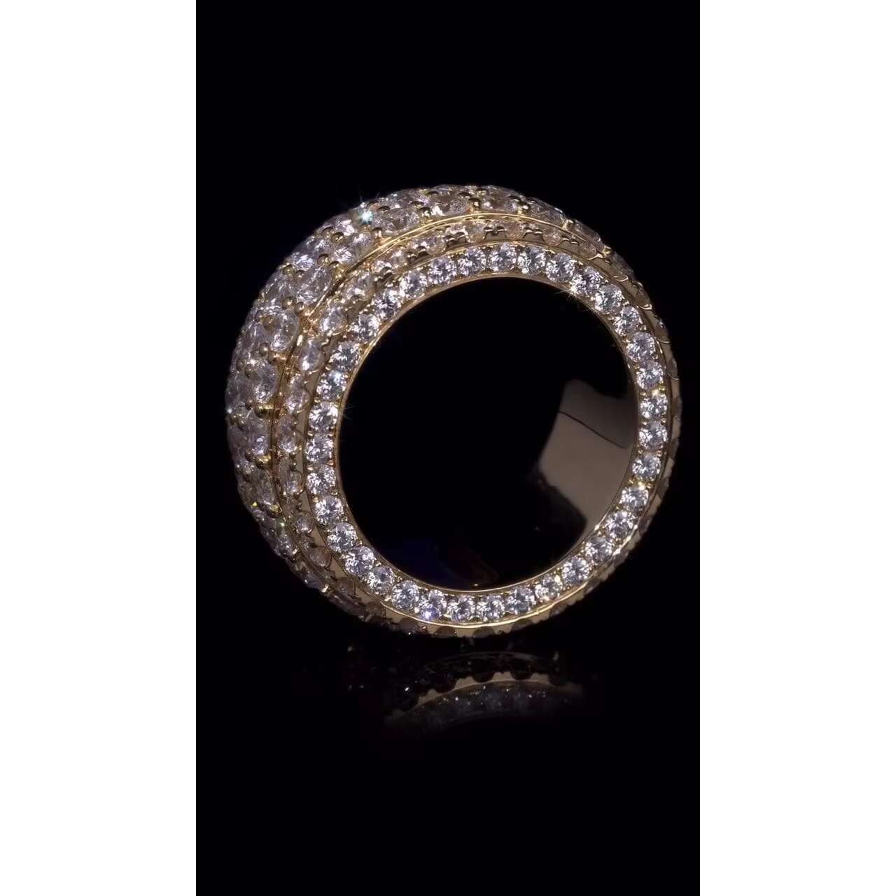 Mens Iced Out Hip Hop Band Ring VVS Moissanite Big Pointers Rhodium Plated 925 Sterling Silver Passes Diamond Tester