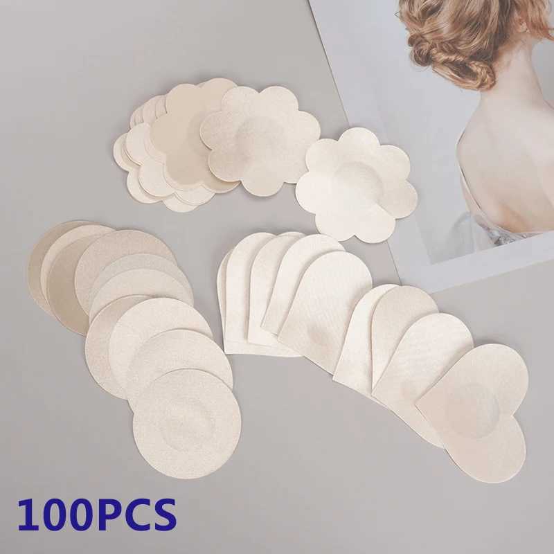 100Pcs Nipple Sticker Disposable Invisible Chest Sticker Non-woven Bra Breast Patch Bra-less Pasties Pad Nipple Cover StickersW250624