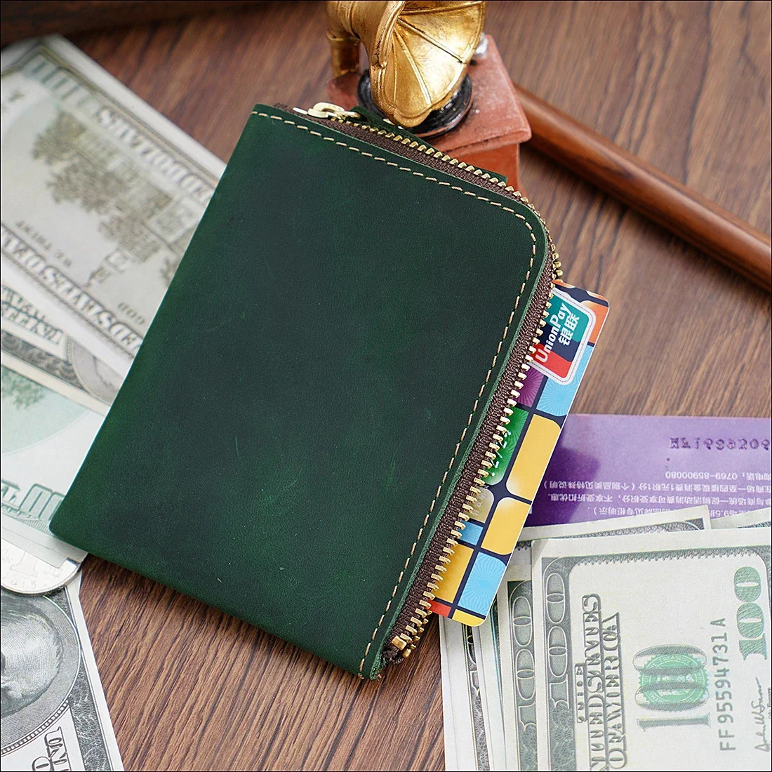 Natural Leather Credit ID Card Holder Vintage Fashion Coin Purse Small Wallet Clutch Zipper Clamp For Money Short Wallet Unisex 250623