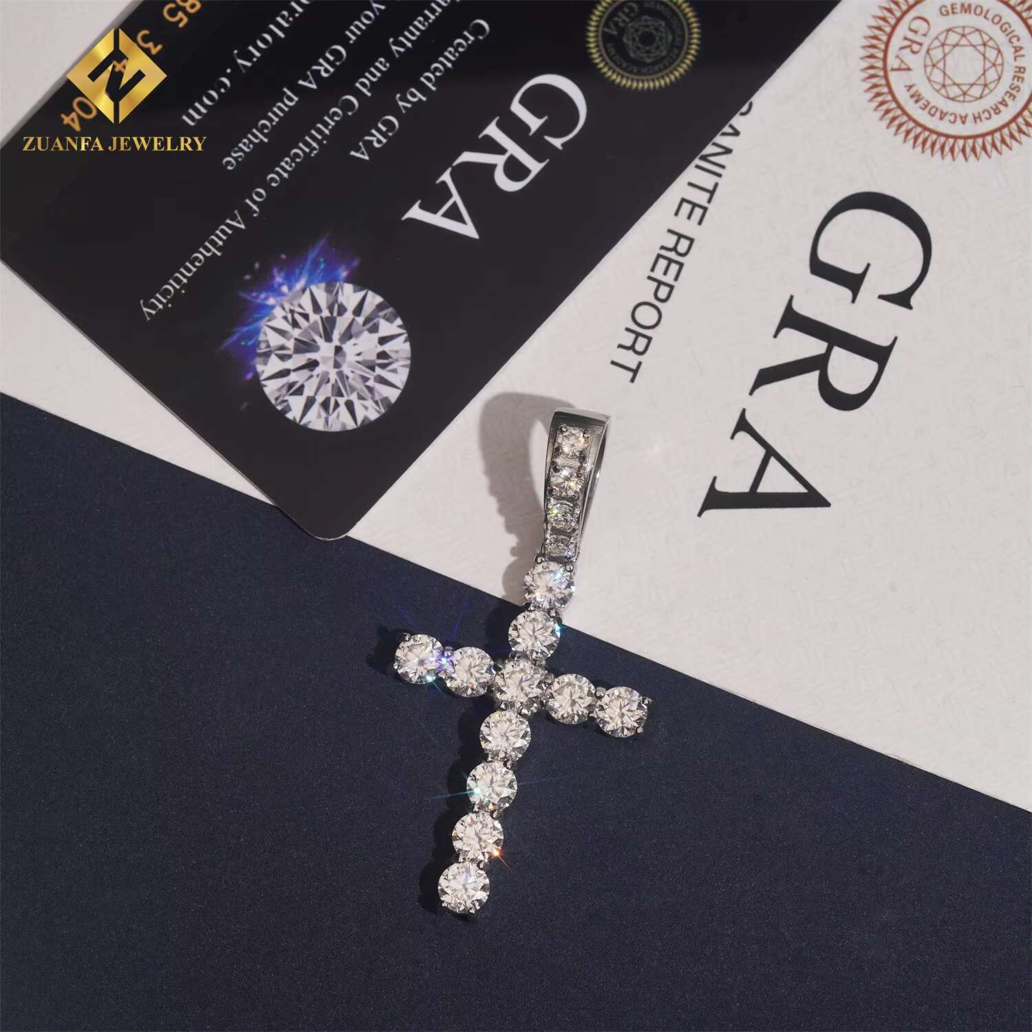 Pass Diamond Tester Custom Iced Out Hip Hop Moissanite Jewelry Pendant VVS D Moissanite Stainless Steel Cross Pendant