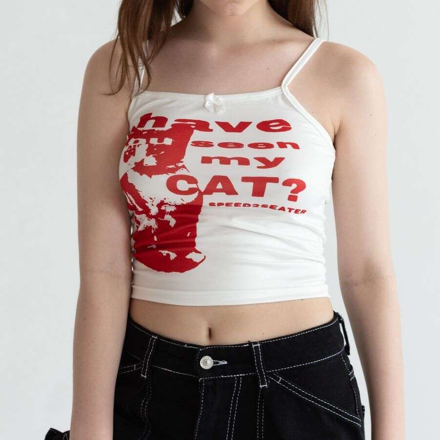 Sexy Style Pure Desire Small Strap Hot Girl Letter Print Color Block Slim Fit Bowknot Base Vest B5