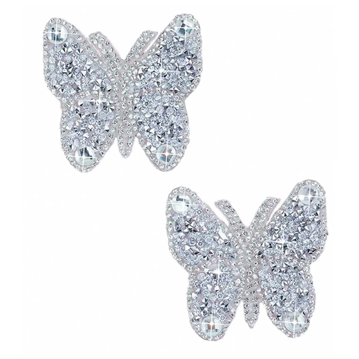 1Pair Rhinestone Butterfly Shape Nipple Covers for Women Sexy Reusable Wear Silicone Nipple Pasties Chest Stickers W250624