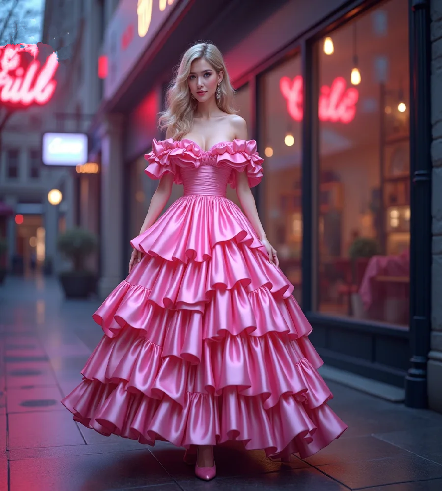 Pink victorian Prom Dress Off Shouders Tiered Maid Evening Dress Halloween Birthday Dress Formal Occasion Customized