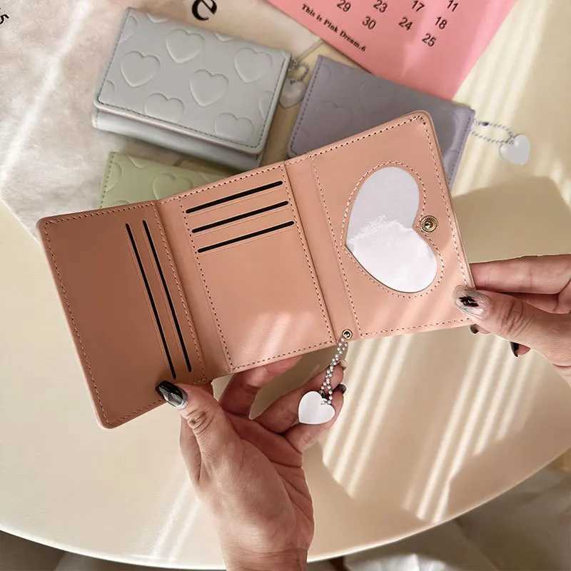 Stylish Heart Pattern Short Wallet Solid Color Trifold Coin Purse Faux Leather Casual CaseXJ250624